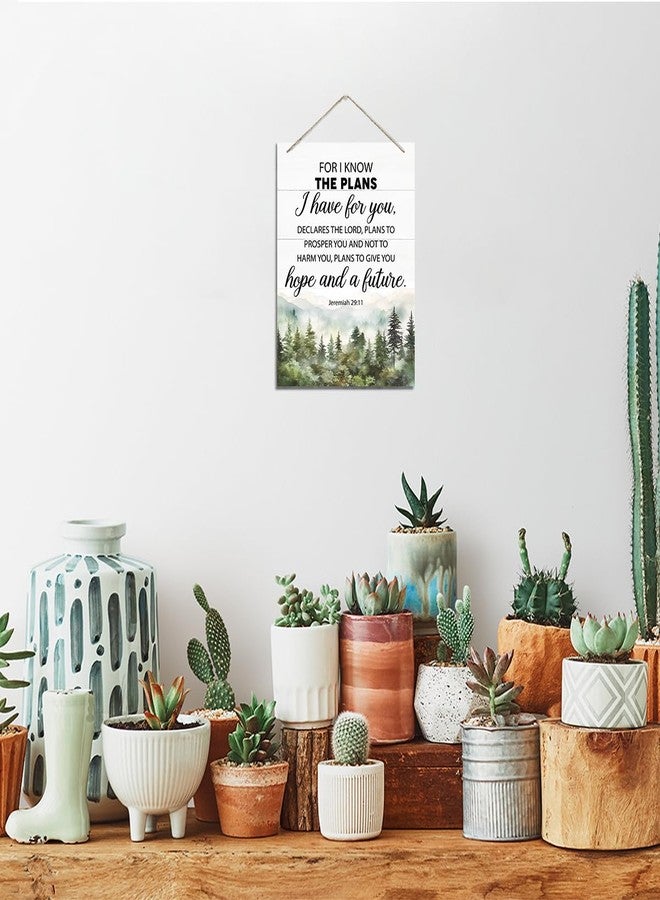 XQLSR Christian Decor, Rustic Hanging Wood Plaque Sign, Wooden Bible Verse Wall Art, Farmhouse Home Wall Decor, Religious Artwork, Jeremiah 29:11 Sign - For I Know The Plans I Have for You - Image 4